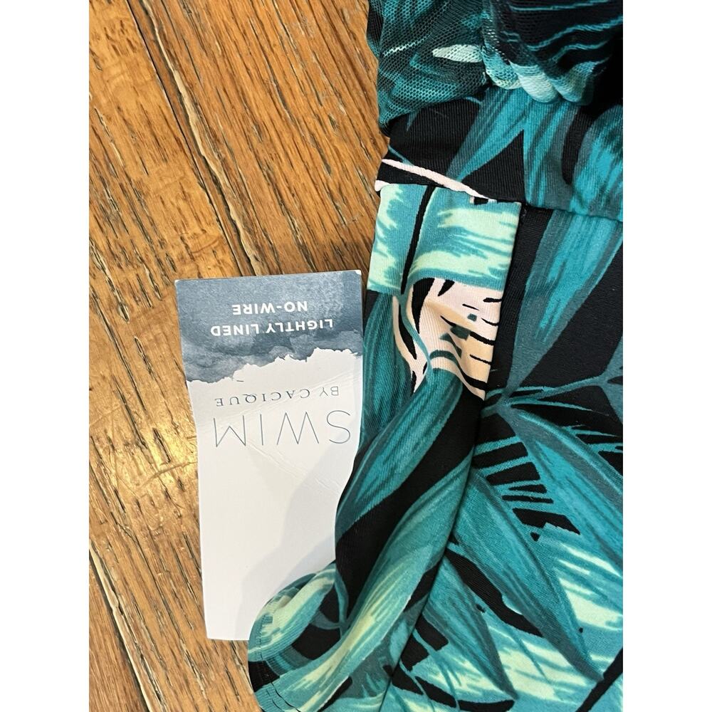 Cacique Blue Leaf Print One Piece Swimsuit - Picture 7 of 14